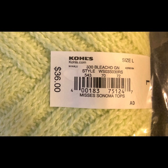 Sonoma Goods for Life Lattice-Front Sweater Lime L - Picture 6 of 10